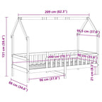 Barnsäng med husram vit 90x200 cm massiv furu