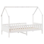 Barnsäng med husram vit 90x190 cm massiv furu