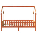 Barnsäng med husram vaxad brun 90x190 cm massiv furu