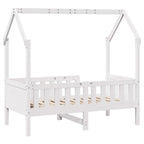 Barnsäng med husram vit 80x160 cm massiv furu