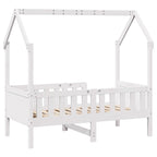 Barnsäng med husram vit 70x140 cm massiv furu