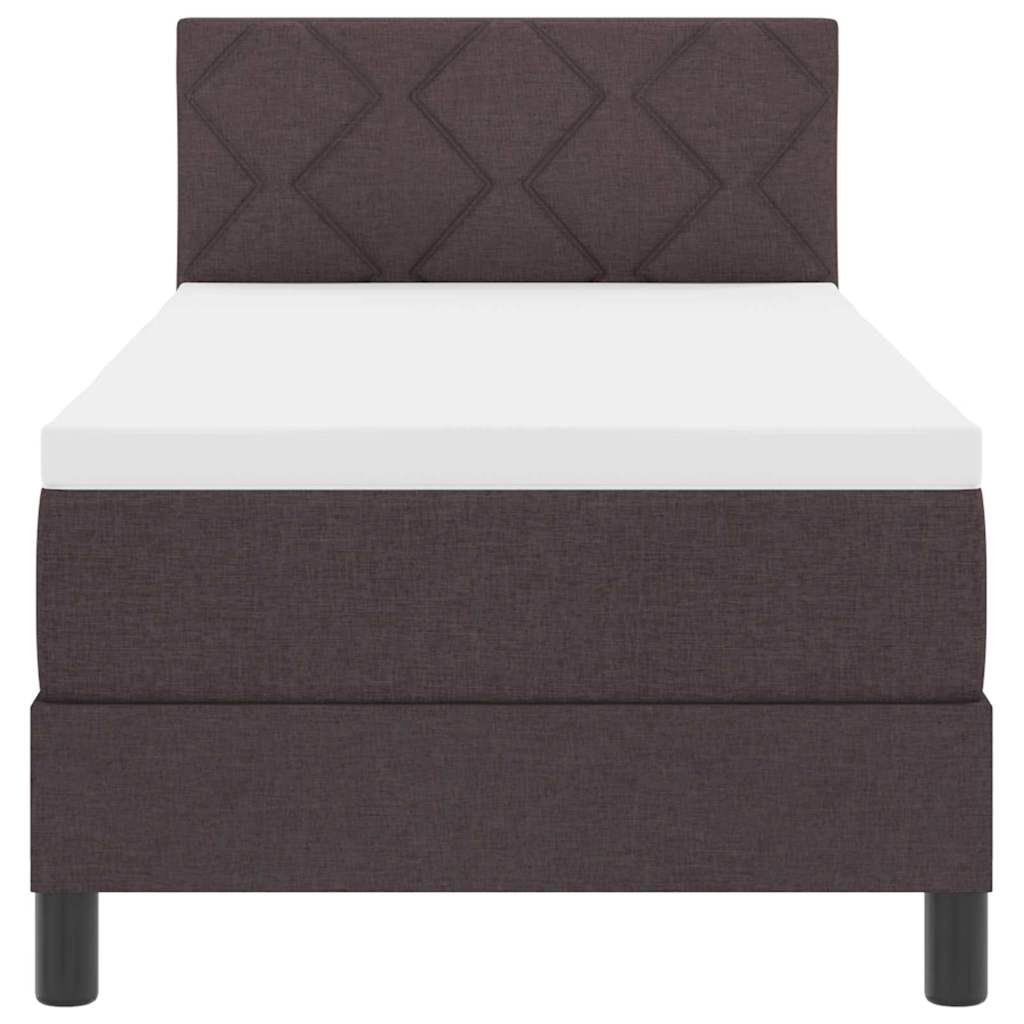 Bäddfjäder med madrass med huvudgavel Mörkbrun 80 x 200 cm tyg