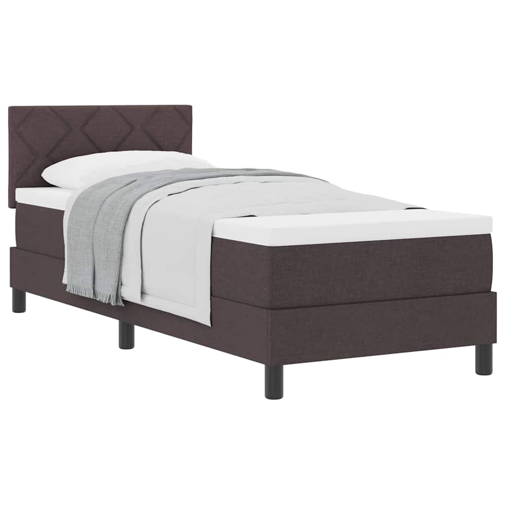 Bäddfjäder med madrass med huvudgavel Mörkbrun 80 x 200 cm tyg