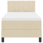 Bäddfjäder med madrass med huvudgavel Kräm 80 x 200 cm tyg