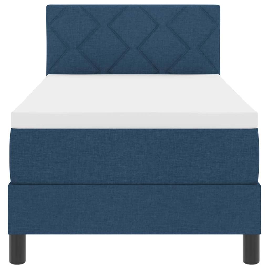 Bäddfjäder med madrass med huvudgavel Blå 80 x 200 cm tyg