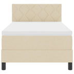 Bäddfjäder med madrass med huvudgavel Kräm 90 x 200 cm tyg