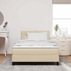 Bäddfjäder med madrass med huvudgavel Kräm 120 x 200 cm tyg