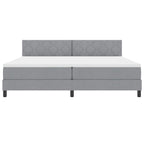 Bäddfjäder med madrass med huvudgavel Ljusgrå 200 x 200 cm tyg