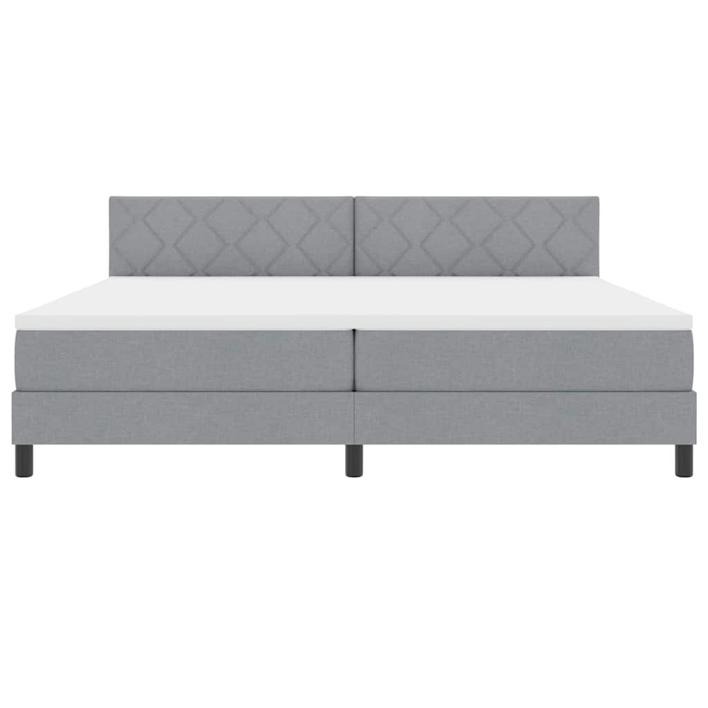 Bäddfjäder med madrass med huvudgavel Ljusgrå 200 x 200 cm tyg