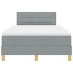 Bäddfjäder med madrass med huvudgavel Ljusgrå 120 x 200 cm tyg