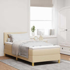 Bäddfjäder med madrass med huvudgavel Kräm 80 x 200 cm tyg