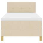 Bäddfjäder med madrass med huvudgavel Kräm 80 x 200 cm tyg