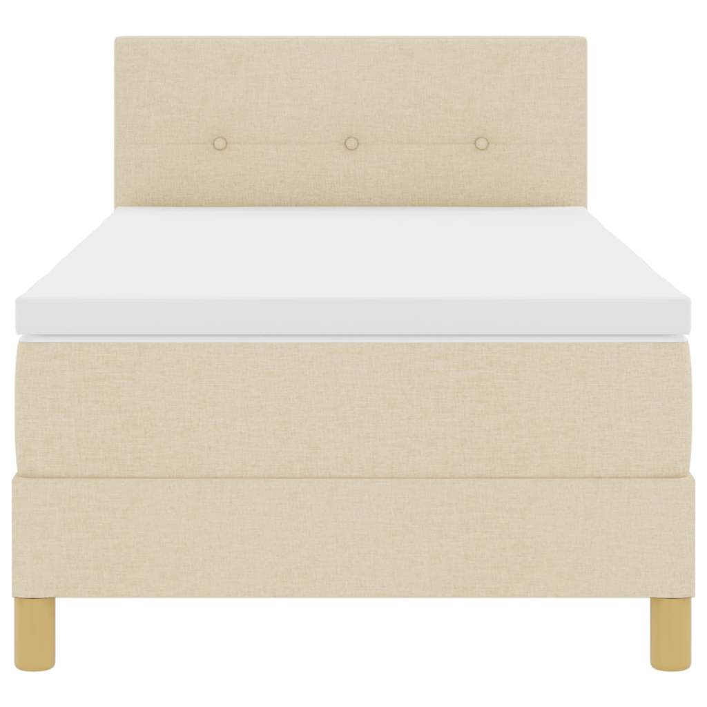 Bäddfjäder med madrass med huvudgavel Kräm 80 x 200 cm tyg