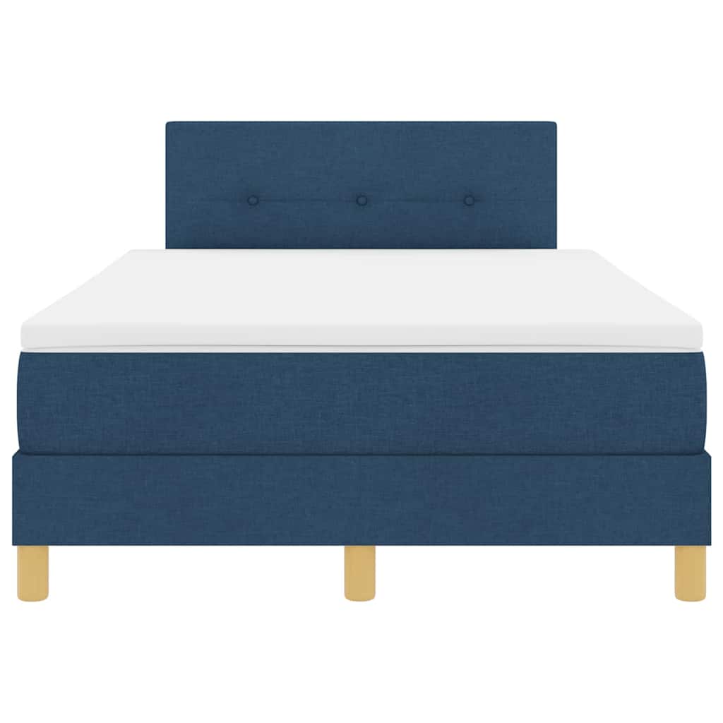 Bäddfjäder med madrass med huvudgavel Blå 120 x 200 cm tyg