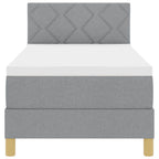 Bäddfjäder med madrass med huvudgavel Ljusgrå 80 x 200 cm tyg