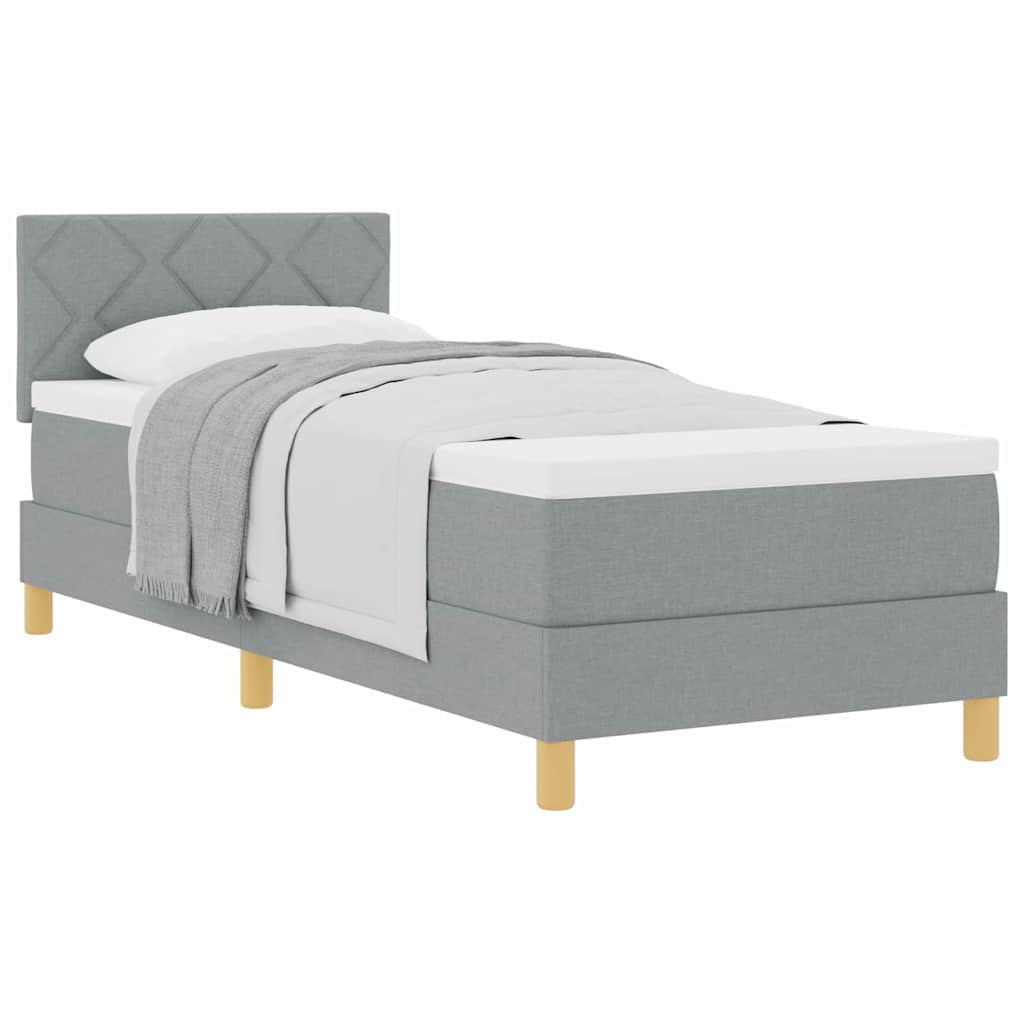 Bäddfjäder med madrass med huvudgavel Ljusgrå 80 x 200 cm tyg