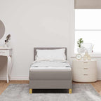 Bäddfjäder med madrass med huvudgavel Taupe 80 x 200 cm tyg