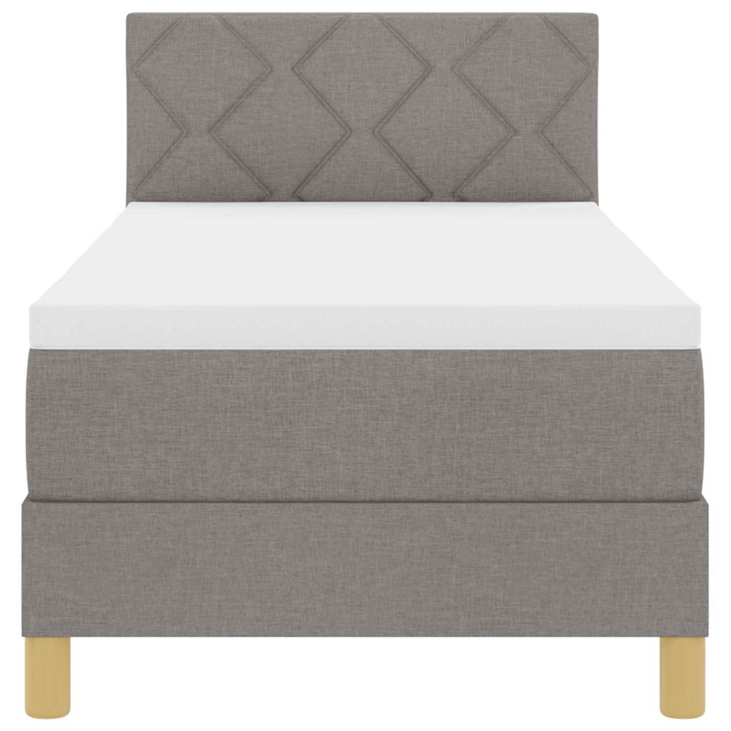 Bäddfjäder med madrass med huvudgavel Taupe 80 x 200 cm tyg