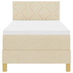 Bäddfjäder med madrass med huvudgavel Kräm 80 x 200 cm tyg