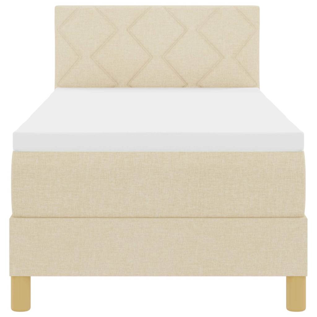 Bäddfjäder med madrass med huvudgavel Kräm 80 x 200 cm tyg