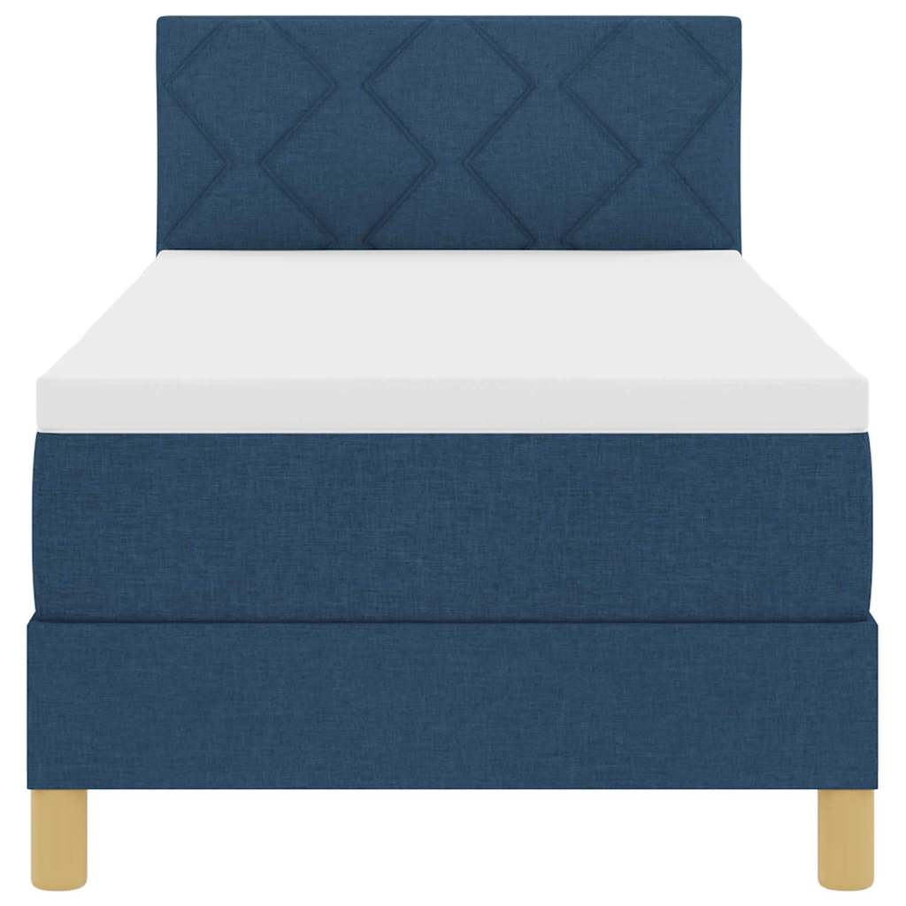 Bäddfjäder med madrass med huvudgavel Blå 80 x 200 cm tyg