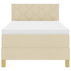 Bäddfjäder med madrass med huvudgavel Kräm 90 x 200 cm tyg