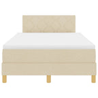 Bäddfjäder med madrass med huvudgavel Kräm 120 x 190 cm tyg