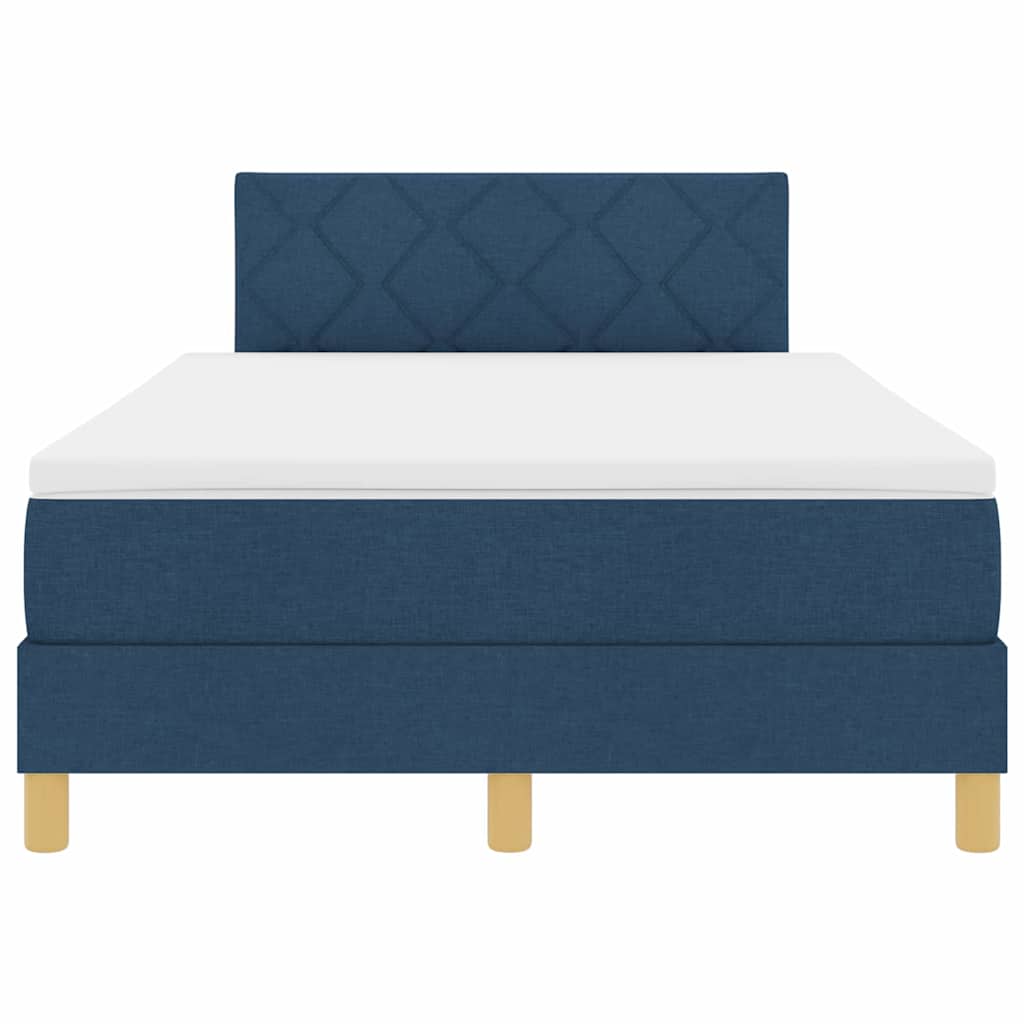 Bäddfjäder med madrass med huvudgavel Blå 120 x 190 cm tyg