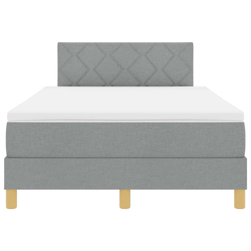 Bäddfjäder med madrass med huvudgavel Ljusgrå 120 x 200 cm tyg