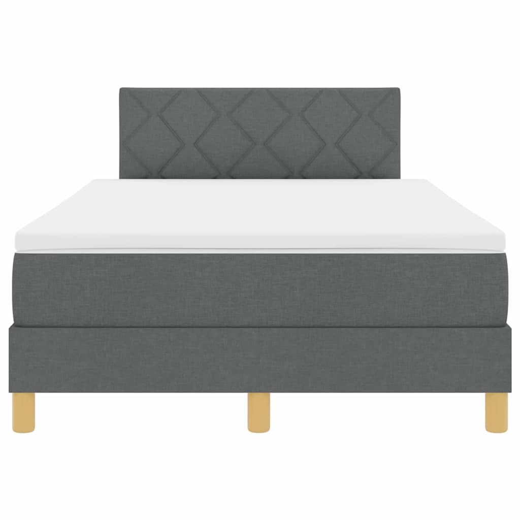 Bäddfjäder med madrass med huvudgavel Mörkgrå 120 x 200 cm tyg