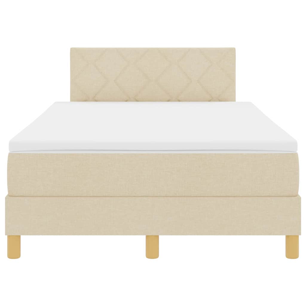 Bäddfjäder med madrass med huvudgavel Kräm 120 x 200 cm tyg