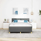 Bäddfjäder med madrass med huvudgavel Mörkgrå 140 x 200 cm tyg