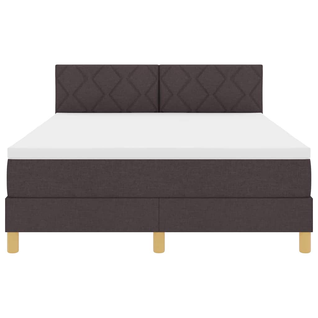 Bäddfjäder med madrass med huvudgavel Mörkbrun 140 x 200 cm tyg