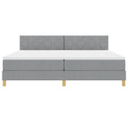 Bäddfjäder med madrass med huvudgavel Ljusgrå 200 x 200 cm tyg