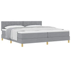 Bäddfjäder med madrass med huvudgavel Ljusgrå 200 x 200 cm tyg