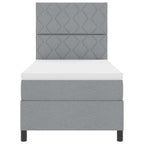 Bäddfjäder med madrass med huvudgavel Ljusgrå 100 x 200 cm tyg