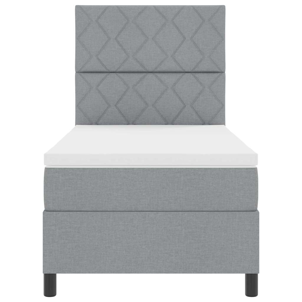 Bäddfjäder med madrass med huvudgavel Ljusgrå 100 x 200 cm tyg