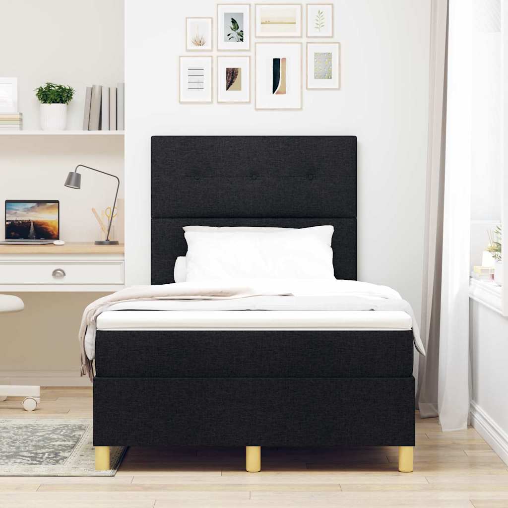 Bäddfjäder med huvudgavel Svart 120 x 200 cm tyg