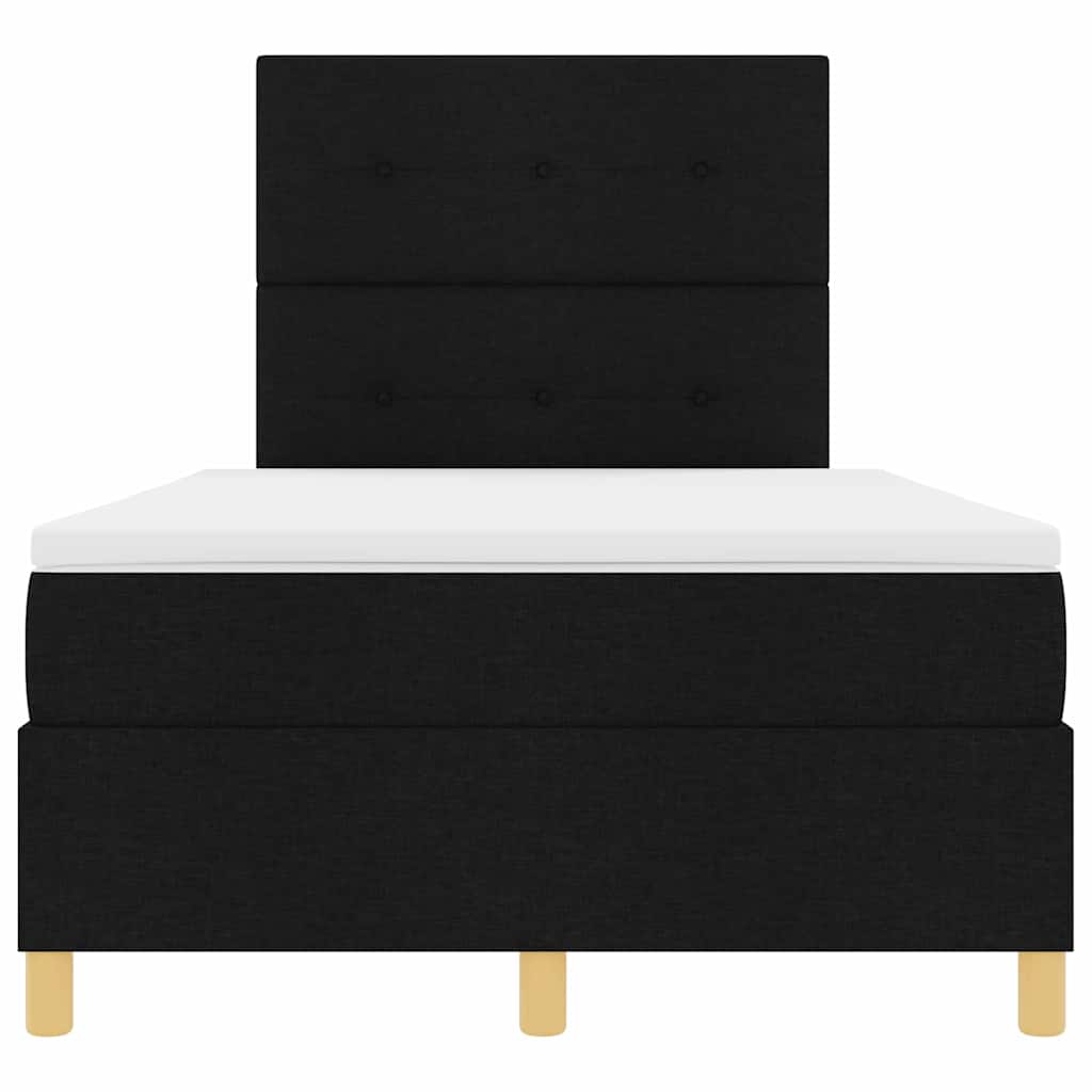 Bäddfjäder med huvudgavel Svart 120 x 200 cm tyg