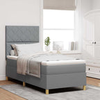 Bäddfjäder med huvudgavel Ljusgrå 100 x 200 cm tyg