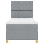 Bäddfjäder med huvudgavel Ljusgrå 100 x 200 cm tyg