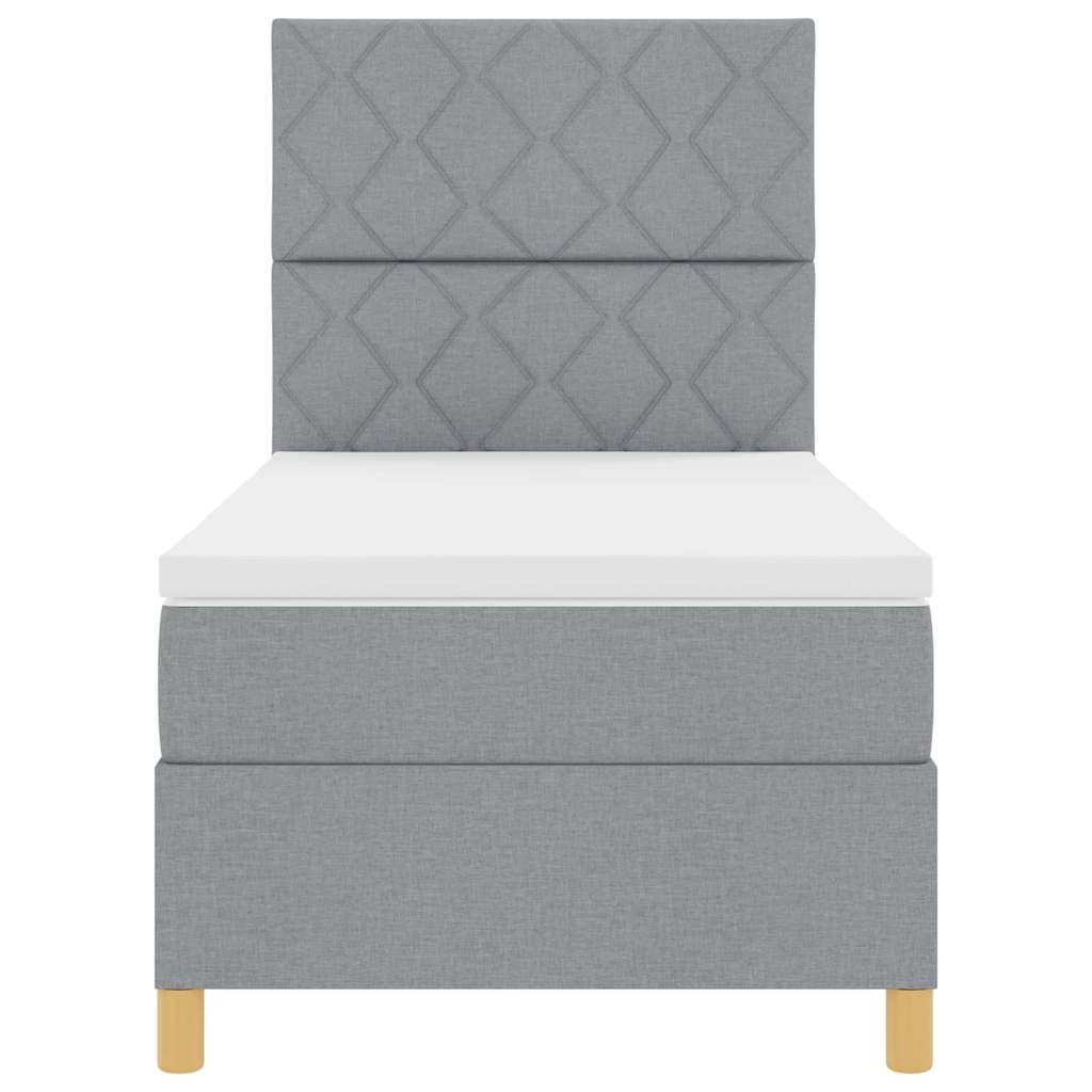 Bäddfjäder med huvudgavel Ljusgrå 100 x 200 cm tyg