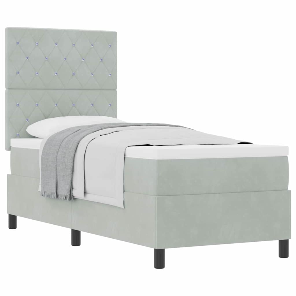 Bäddfjäder med madrass Ljusgrå 80 x 200 cm Sammet