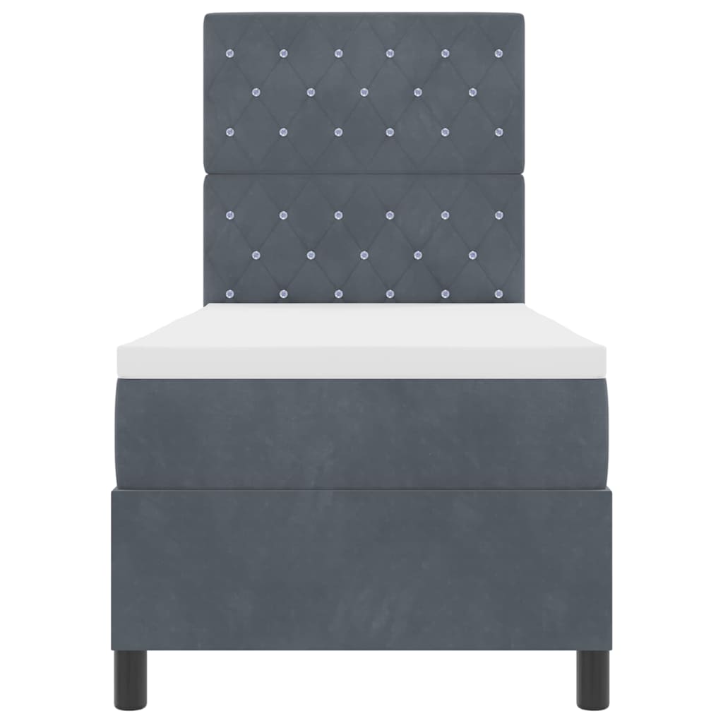 Bäddfjäder med madrass Mörkgrå 80 x 200 cm Sammet