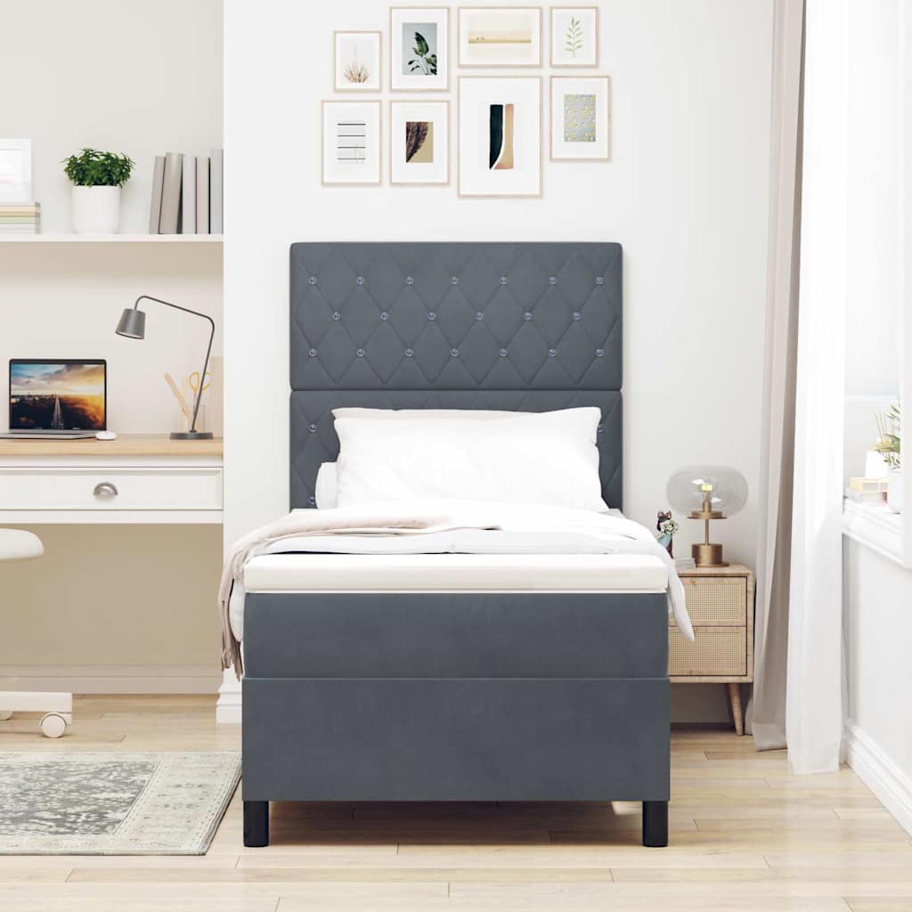 Bäddfjäder med madrass Mörkgrå 100 x 200 cm Sammet