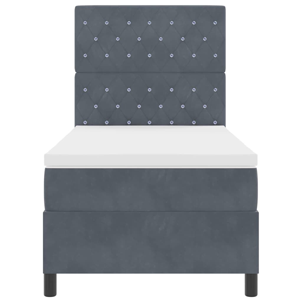 Bäddfjäder med madrass Mörkgrå 100 x 200 cm Sammet