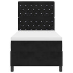 Bäddfjäder med madrass med huvudgavel Svart 100 x 200 cm Sammet