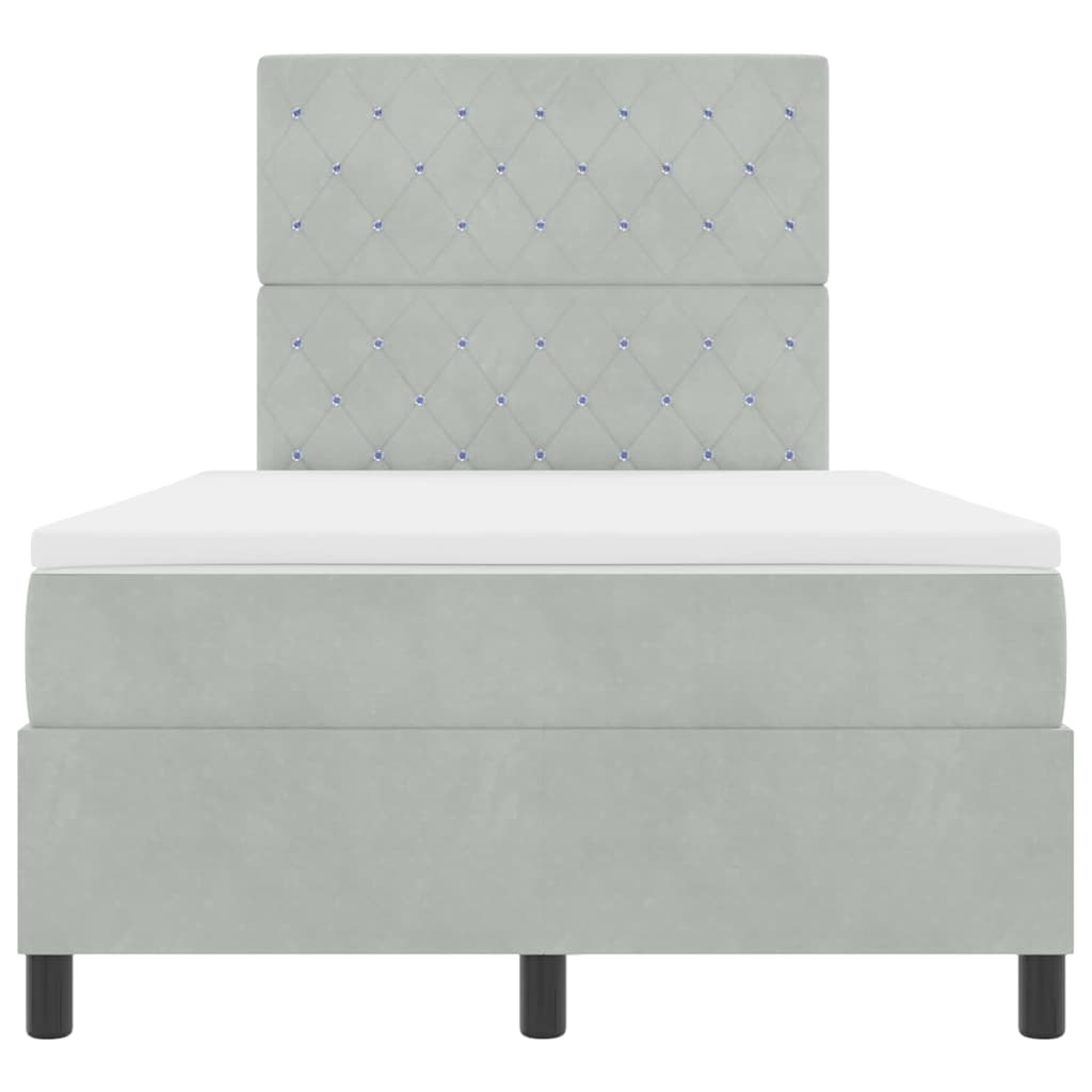 Bäddfjäder med madrass med huvudgavel Ljusgrå 120 x 190 cm tyg