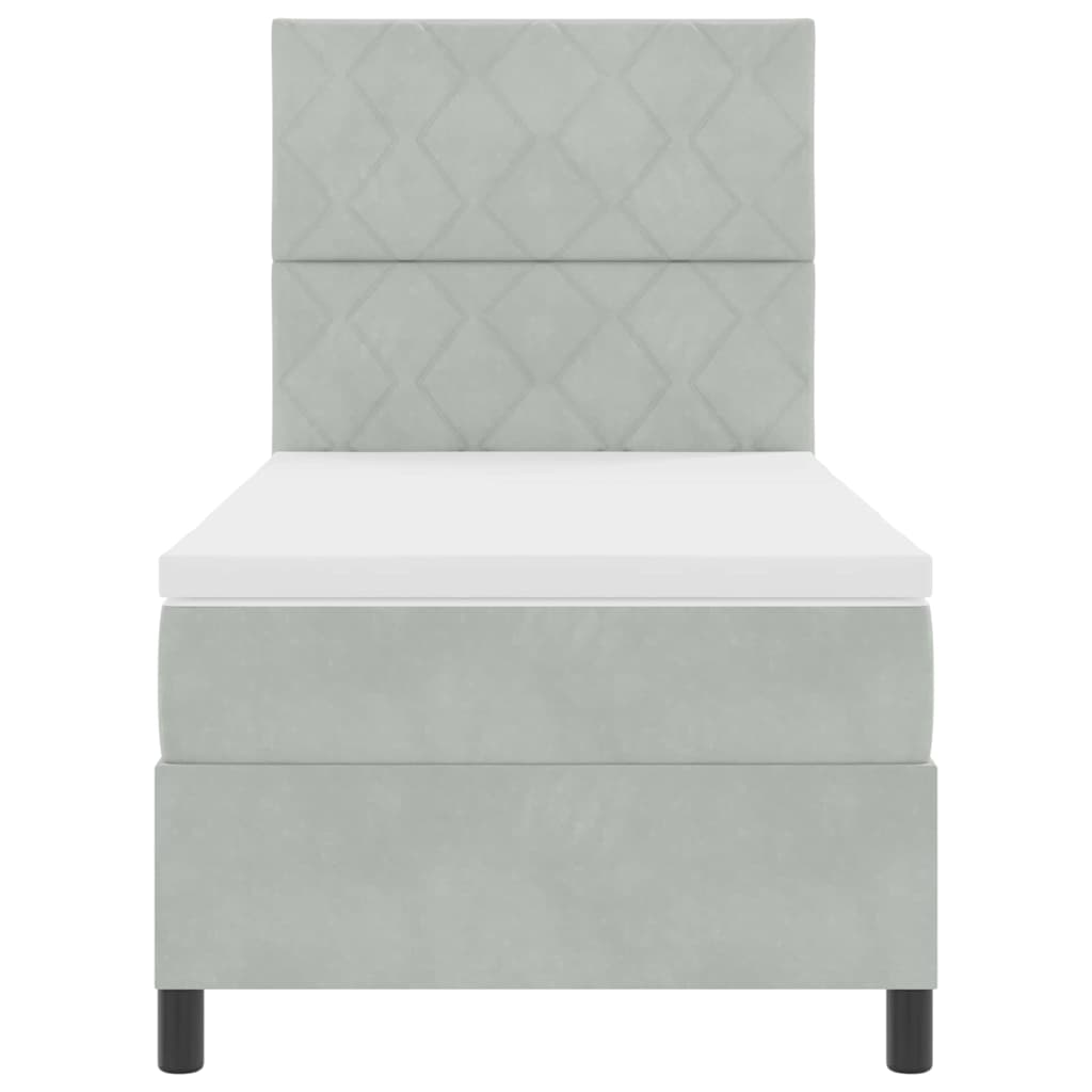 Bäddfjäder med madrass Ljusgrå 100 x 200 cm Sammet