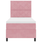 Bäddfjäder med madrass med huvudgavel Rosa 100 x 200 cm Sammet